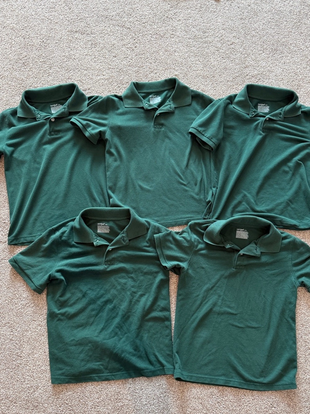 Cat & Jack Green Short Sleeve Polos lot of 5 size boys medium (8)